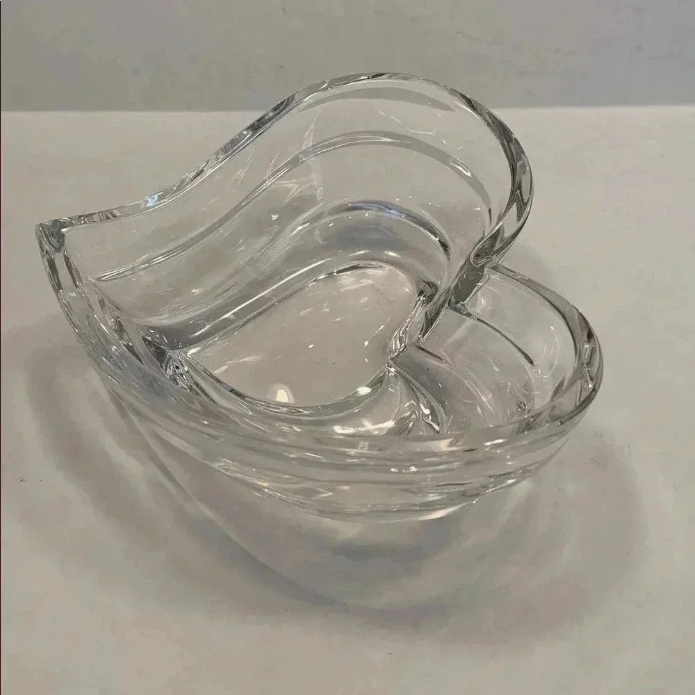 Lenox Crystal Heart Shaped Trinket Candy Jewelry Dish Bowl 6”